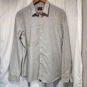 Men's UNTUCKit Long Sleeve Gray‎ Button Down Shirt Size XL Cotton Flower Dots